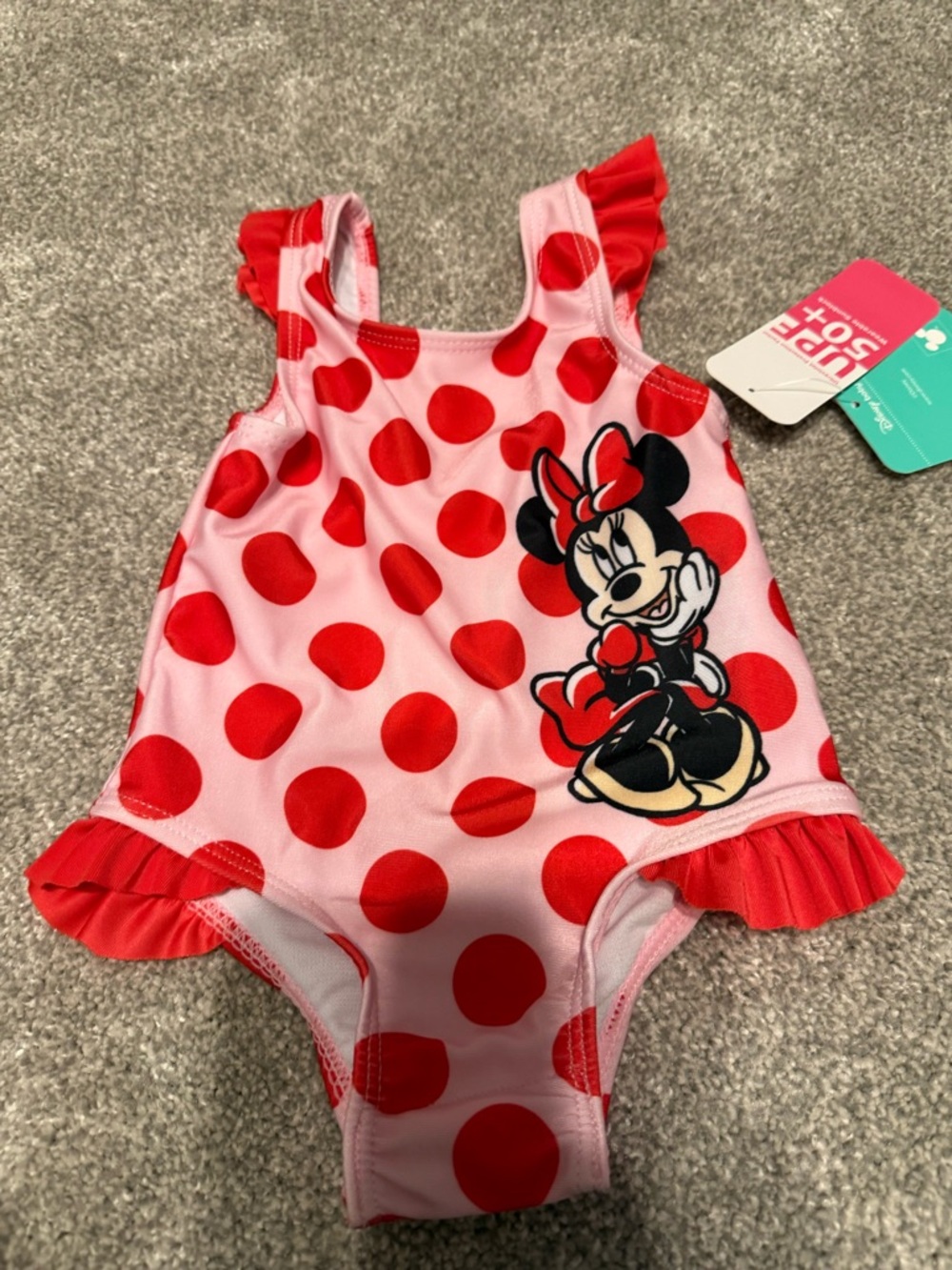 Disney Pink Swimsuit with Red Polka Dots
